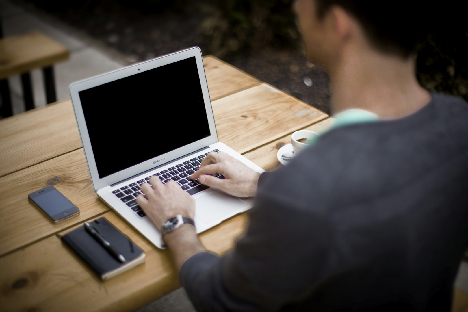 Laptop being used for strategy meeting